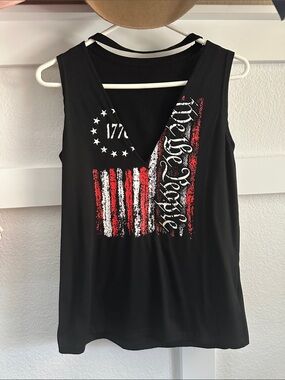 Women’s Black 'We the People' V-Neck Graphic Tank